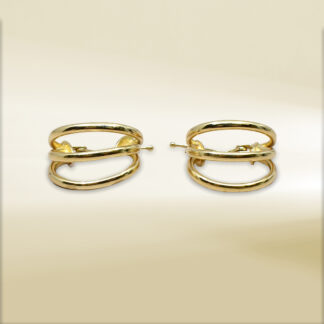 18K Yellow Gold Triple Oval Hoop Earrings