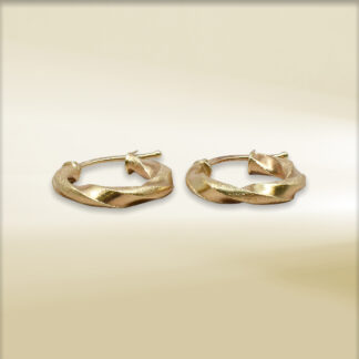 18K Yellow Gold Twisted Hoop Earrings