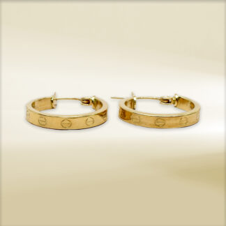 18K Yellow Gold Brand-Inspired Hoop Earrings