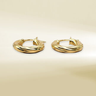 18K Yellow Gold Twisted Mini Hoop Earrings