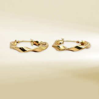 18K Yellow Gold Twisted Hoop Earrings
